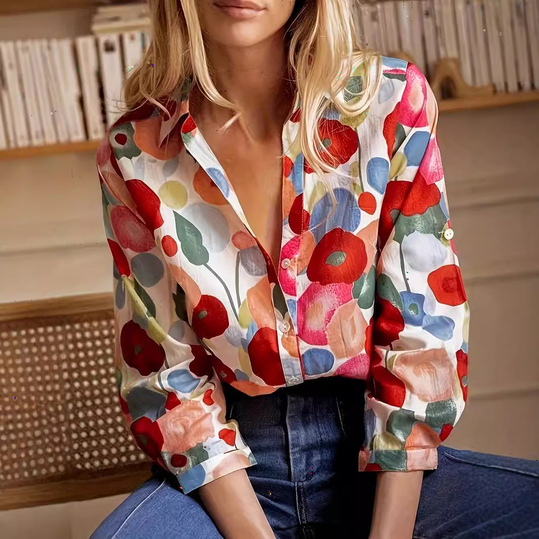 3D Digital Printing Long Sleeve Shirt Floral Top Gorgeous