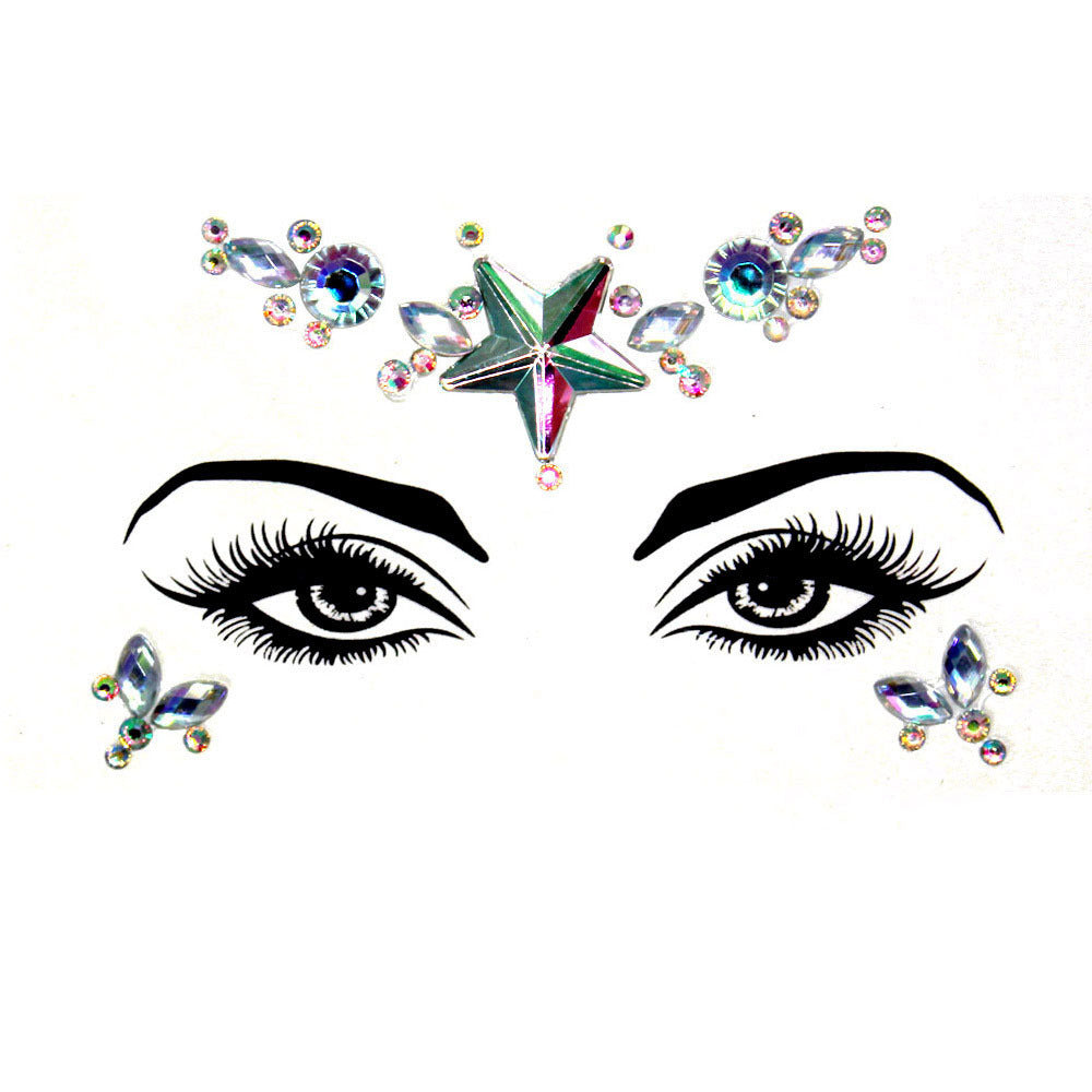 Acrylic Green Resin Diamond Face Sticker Rhinestone Face Sticker Crystal Diamond Eyebrow Sticker Diamond