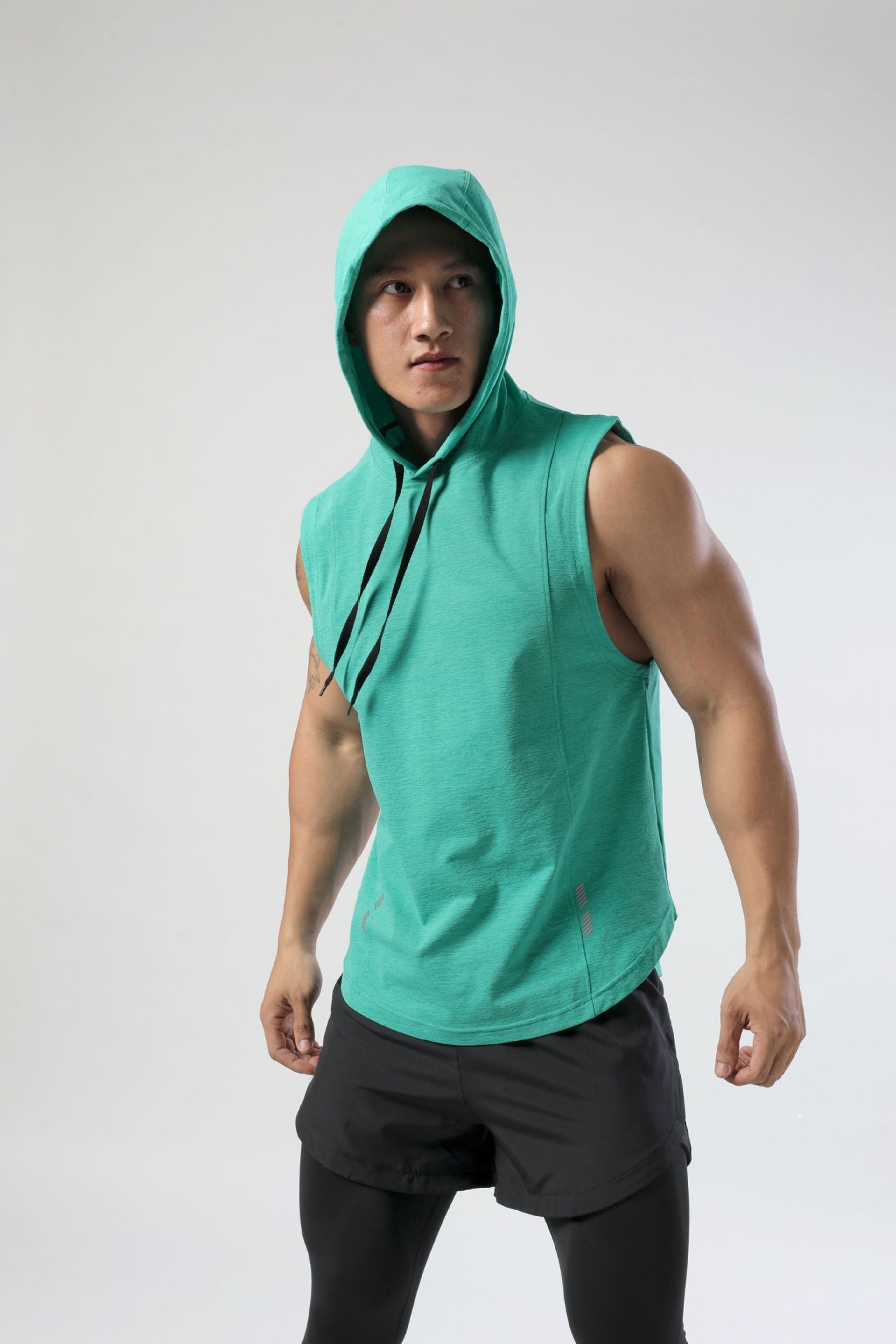 Adult Hooded Sleeveless T-shirt Men's Sports Casual Quick-drying