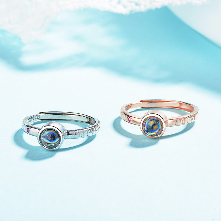 Sterling Silver 925 Projection I Love You Adjustable Ring