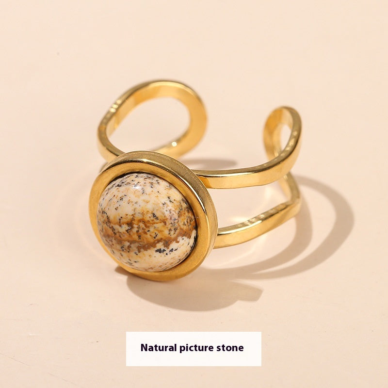 Fashion Unique Crystal Agate Round Ring