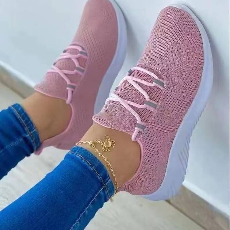 Mesh Lace-up Women's Platform Casual Running Shoes