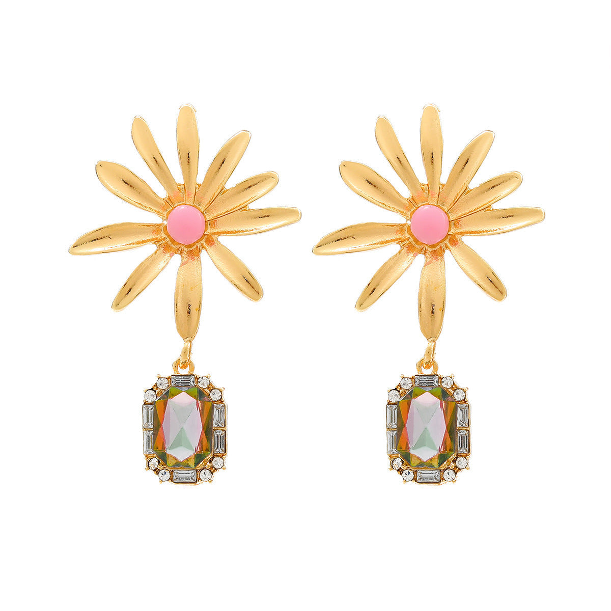 Flower Rhinestone Eardrops Earrings Exaggerated Ladies