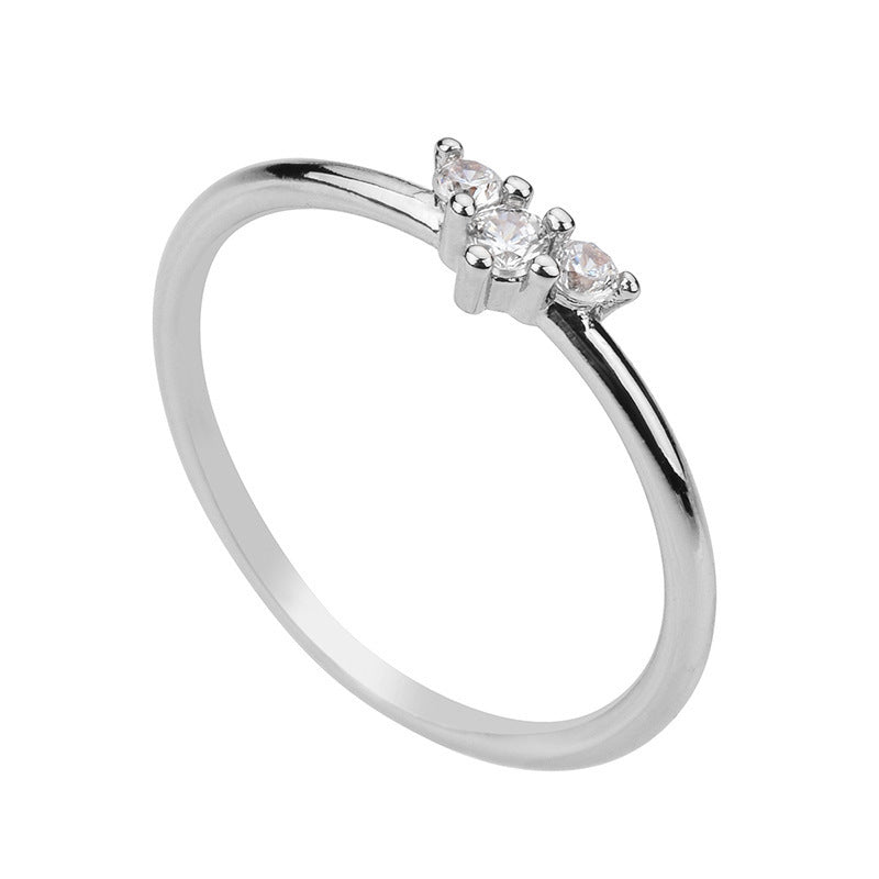 Titanium Steel 18K Gold Inlaid Zircon Ring