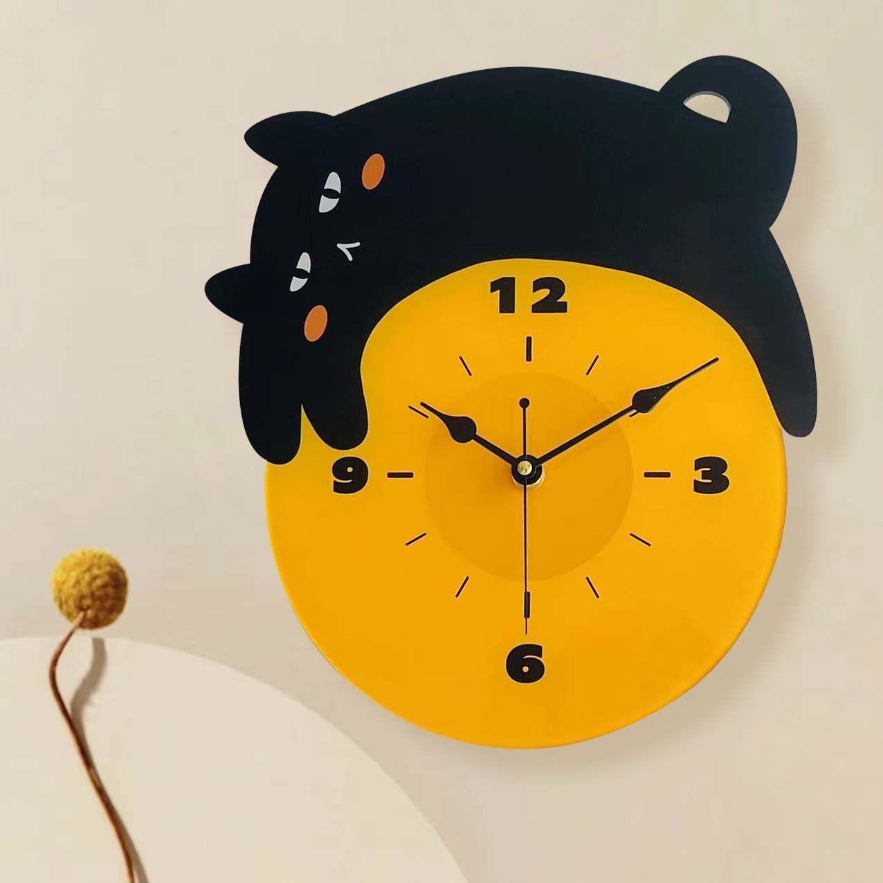 Cute Cartoon Kitten Noiseless Clock Living Room Bedroom Furnishing Decoration Acrylic