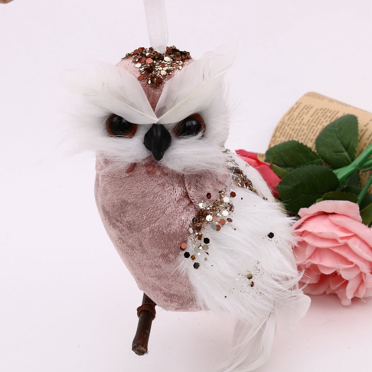 Simulation Feather Owl Art Outdoor Garden Gardening Decoration Bionic Pendant