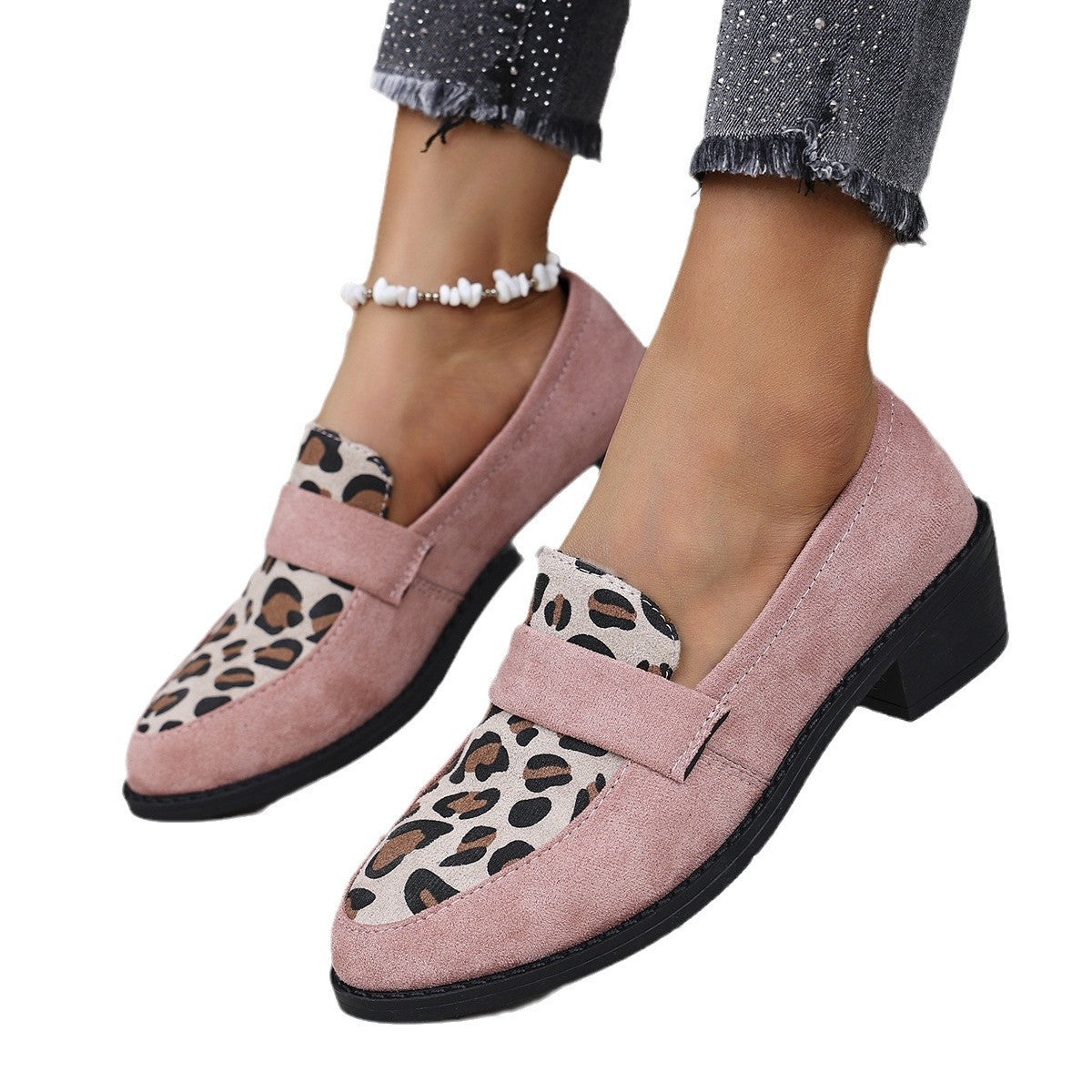 Leopard Print Slip-on Casual Suede Doug Single-layer Shoes