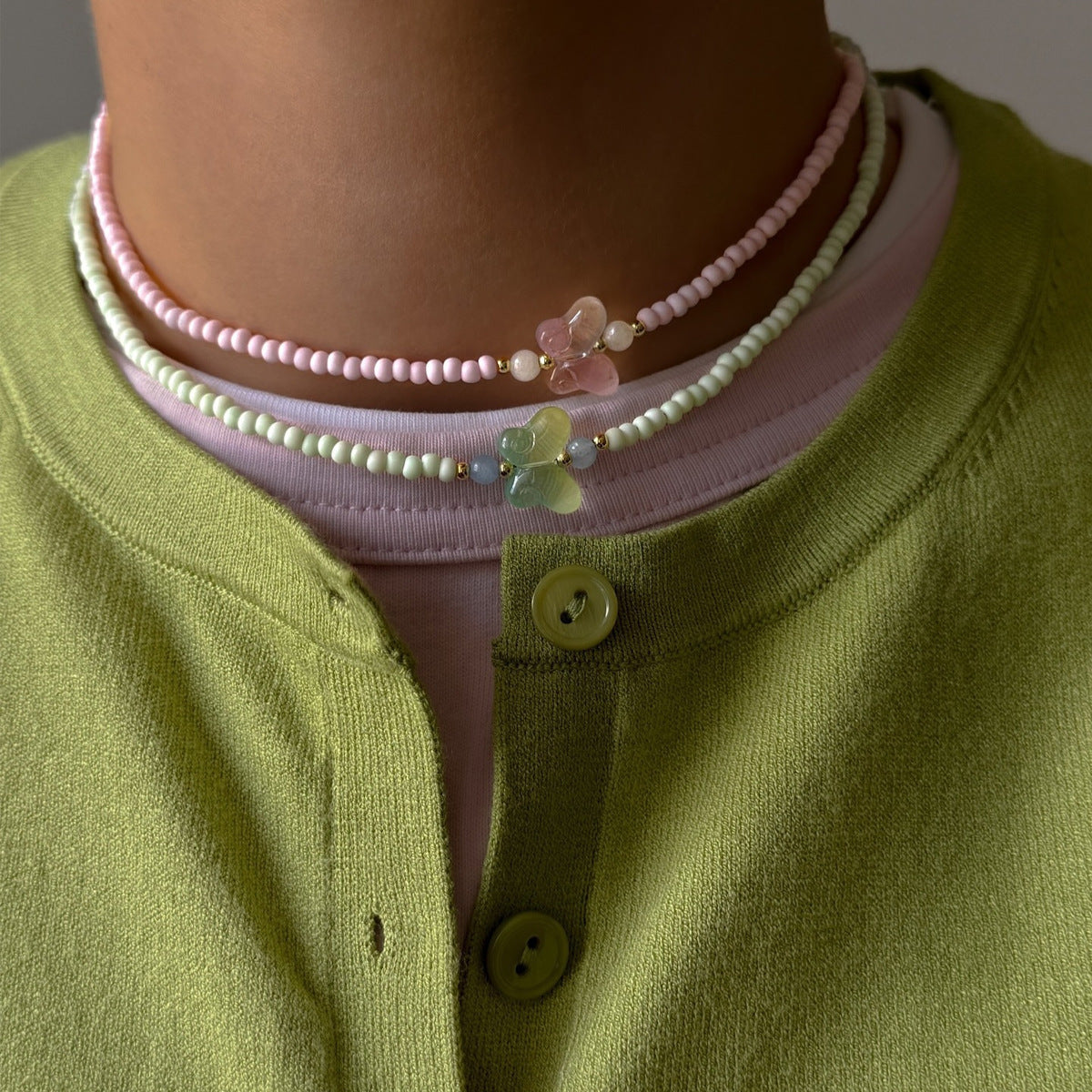 Fashion Resin Beaded Handmade Necklace Butterfly