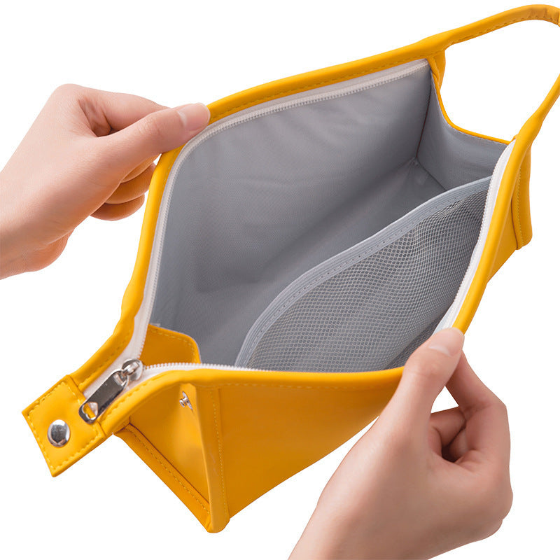 Portable PU cosmetic bag Large capacity triangle bag