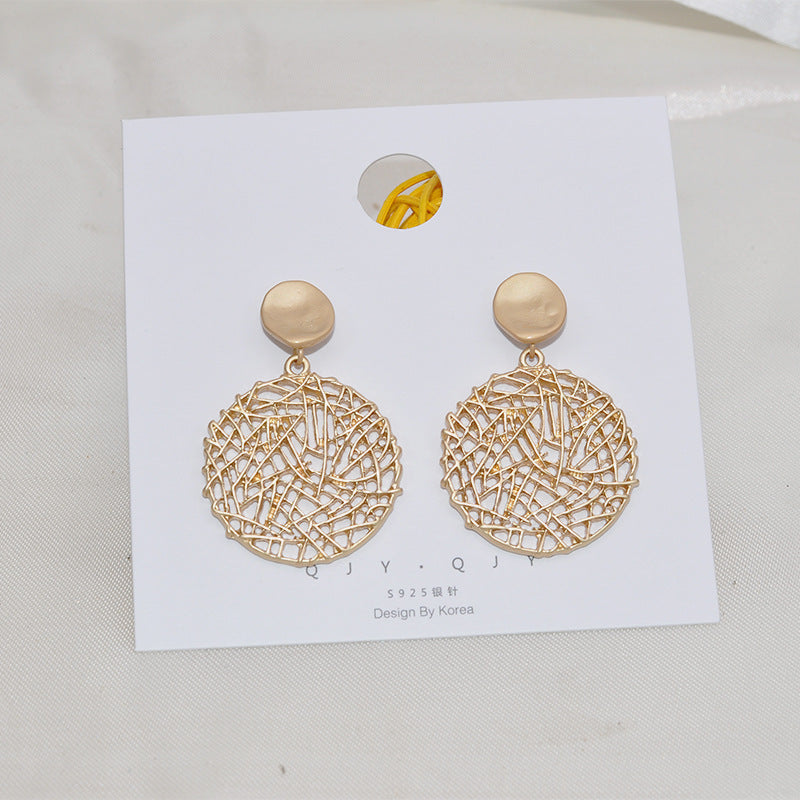 Textured staggered cutout earrings mesh earrings