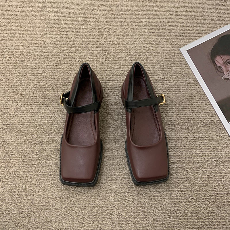 Square Toe Shallow Cut Single Shoe Versatile