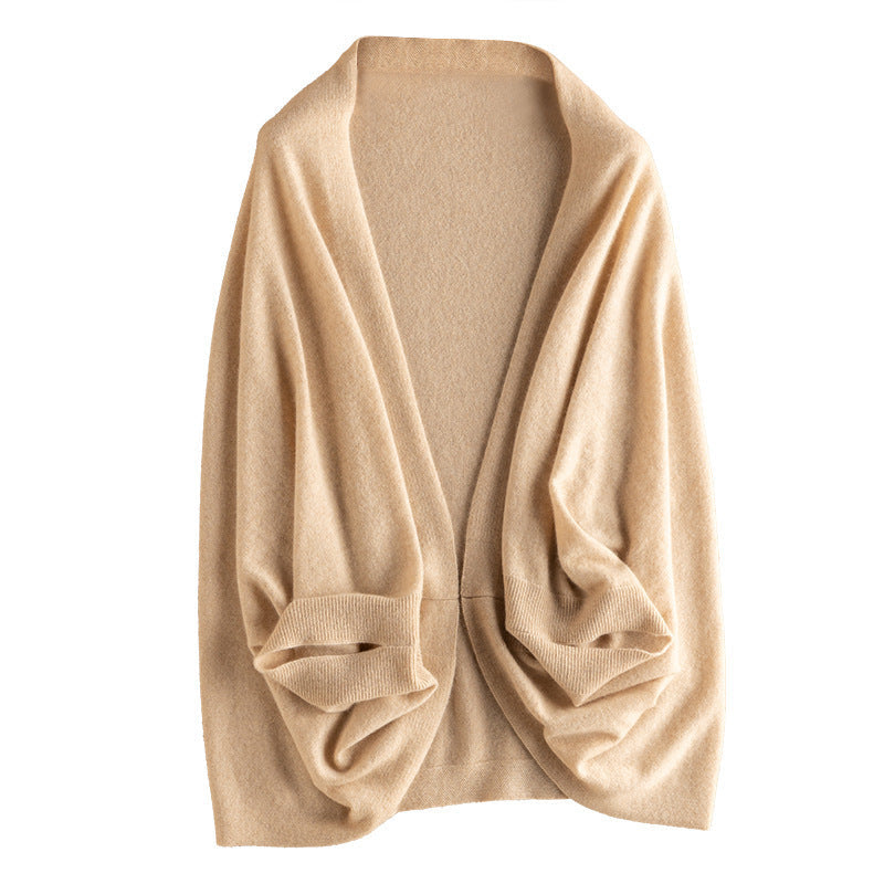 Women's Cashmere Sweater Shawl Solid Color Cardigan Warm Air Conditioning Shirt