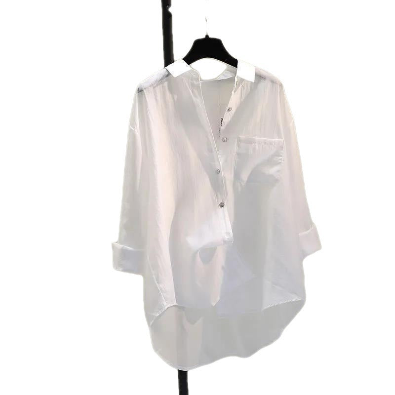 Tencel Cotton Sun Protection Shirt Long Sleeve Versatile Loose Top