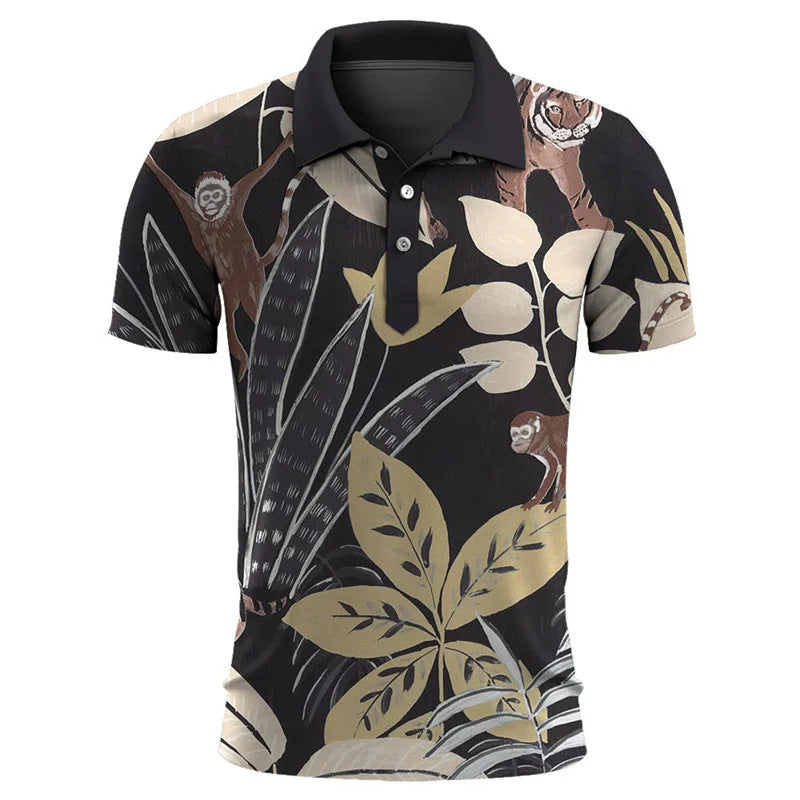 Hawaiian Plant Summer Printed Men's Short Sleeve