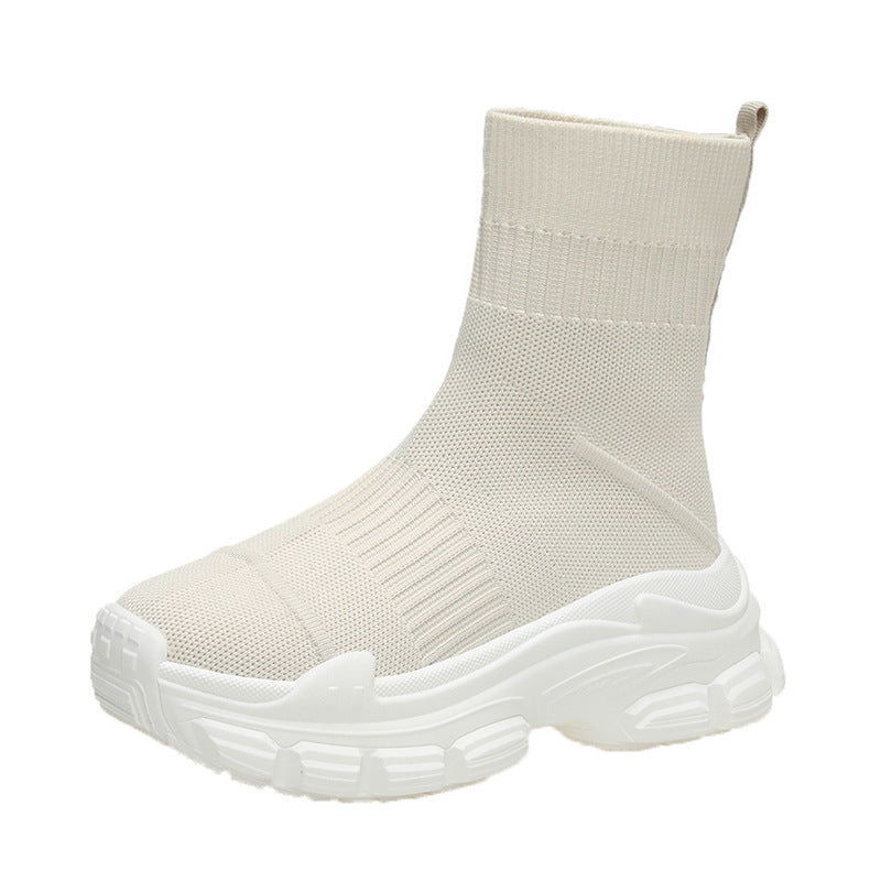 Platform Knitted Sports Casual Shoes And Boots