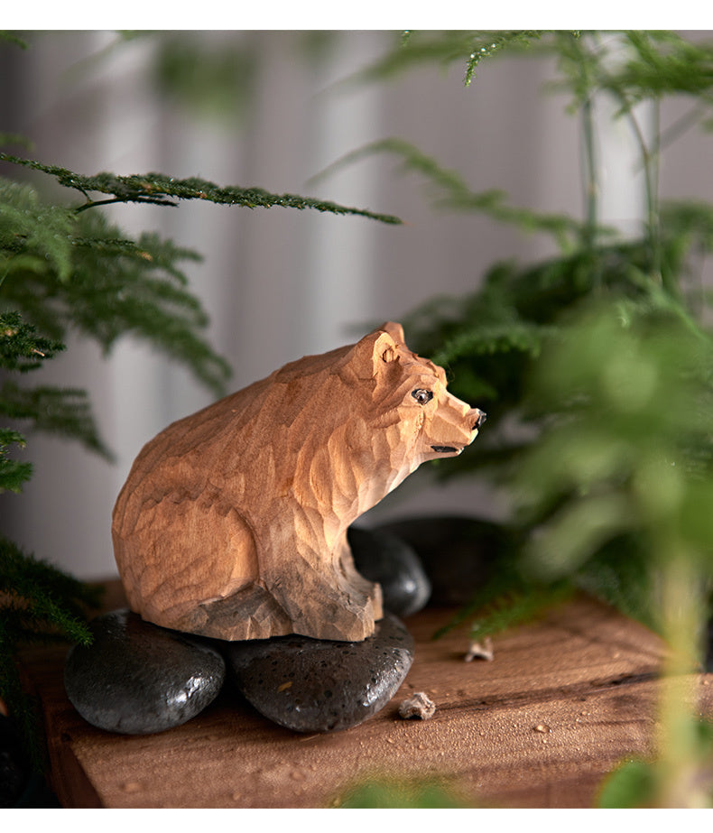 Pure Handmade Wood Carving Fat Bird Chirping