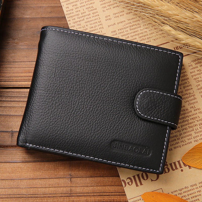 Men's Short Genuine Leather Vintage Zipper Buckle Wallet