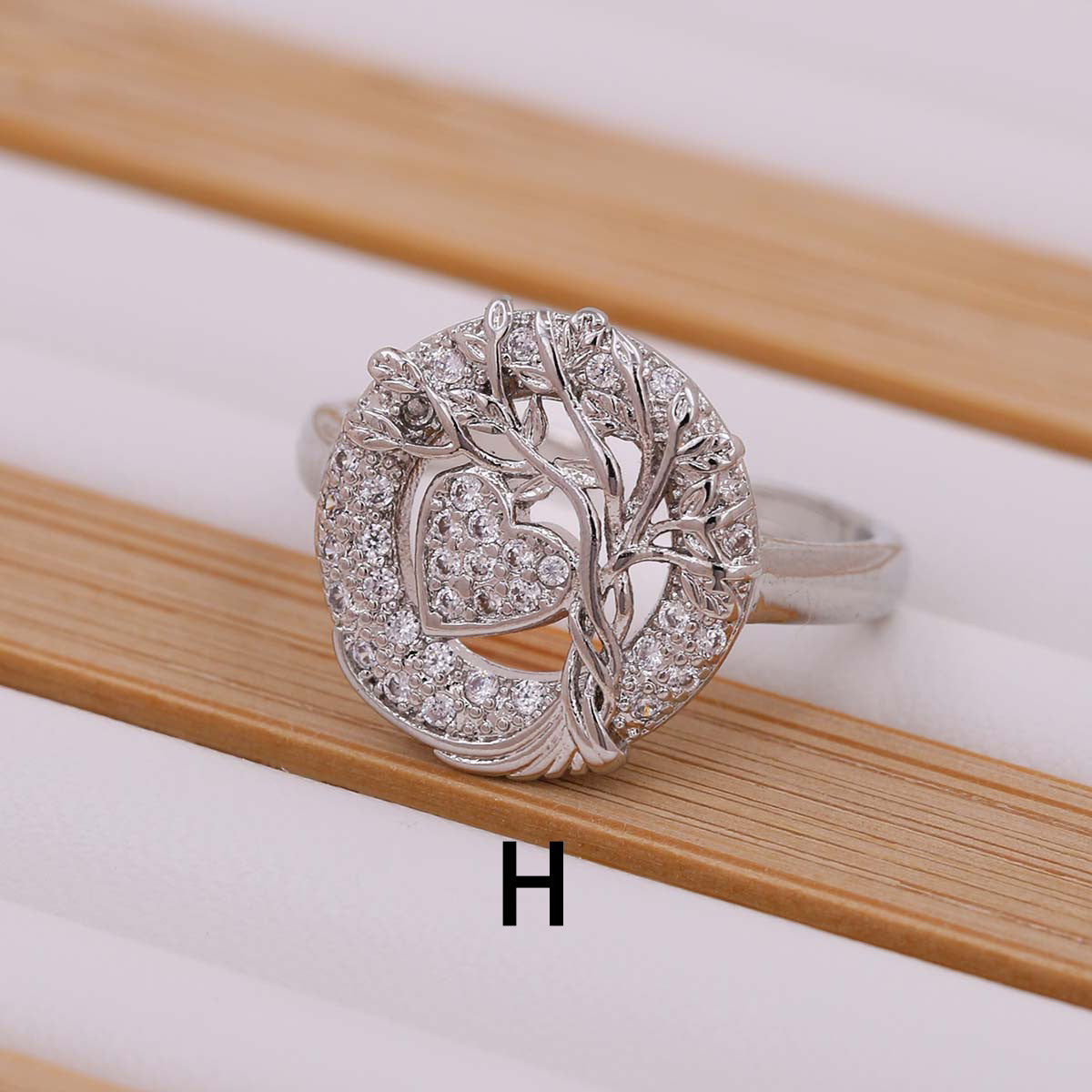 Tree Of Life Women's Ring Gold-plated Inlaid Zircon