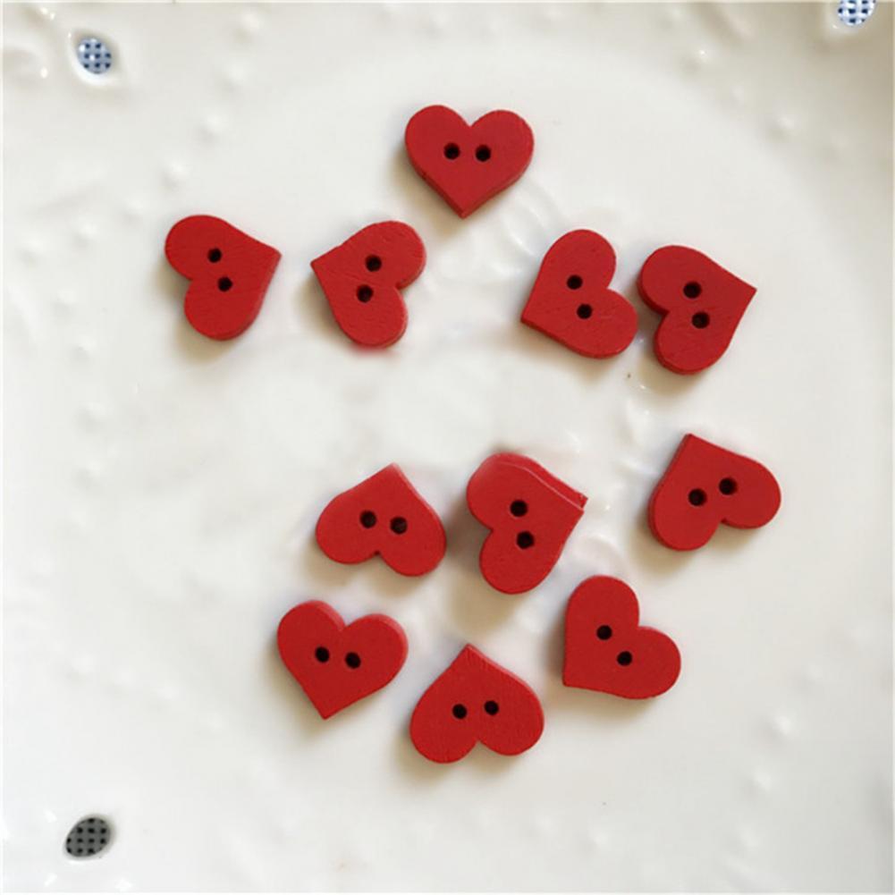 Red Heart Wooden Buttons Garment Accessories
