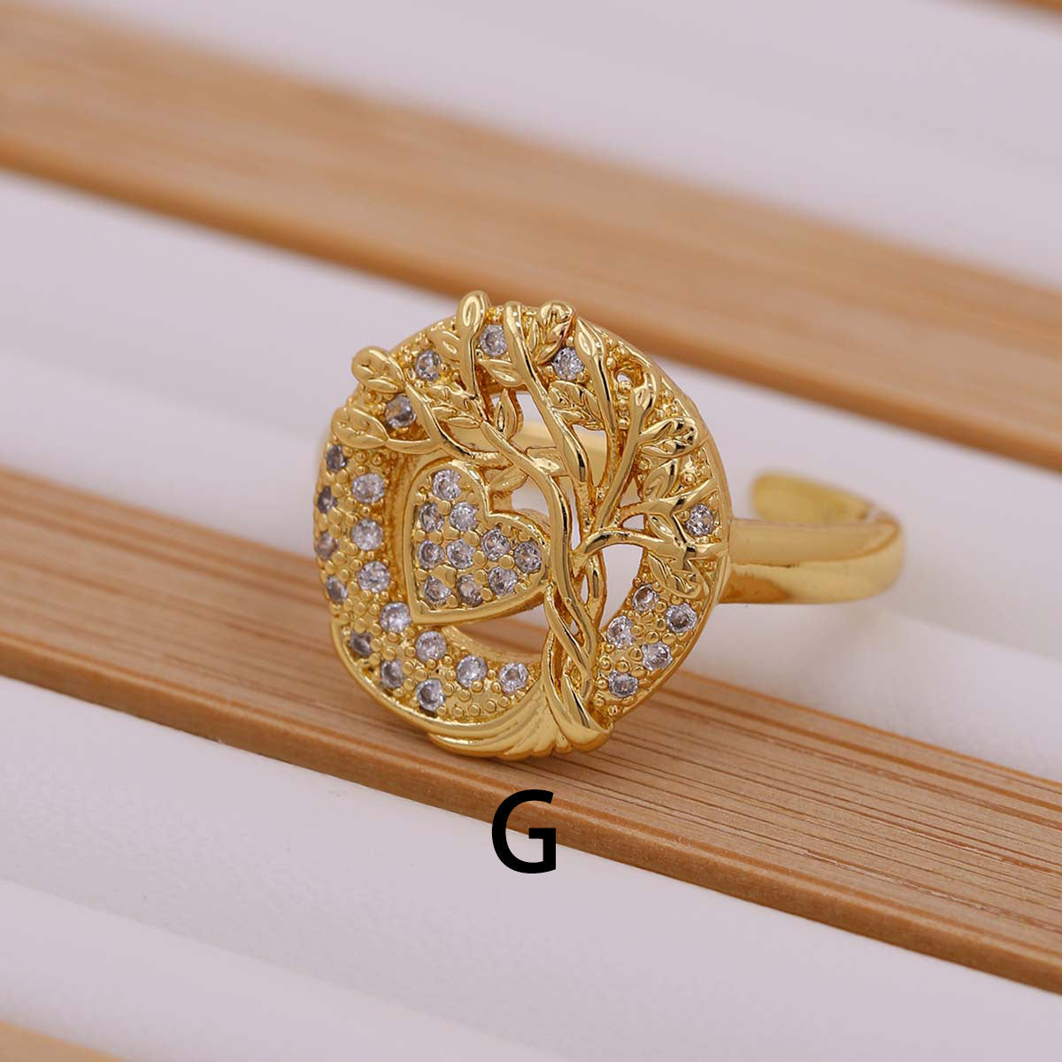 Tree Of Life Women's Ring Gold-plated Inlaid Zircon