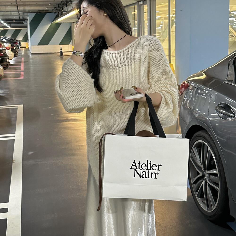 Women's Casual One Neck Loose And Lazy Style Knitted Sweater