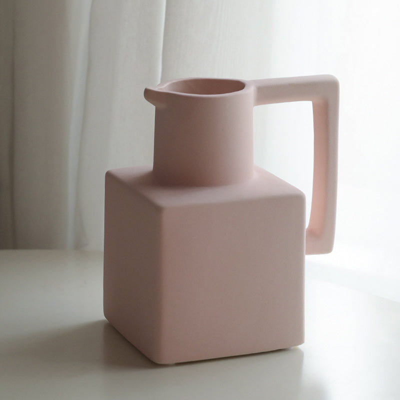 Nordic Minimalist Style Morandi Square Ceramic Vase