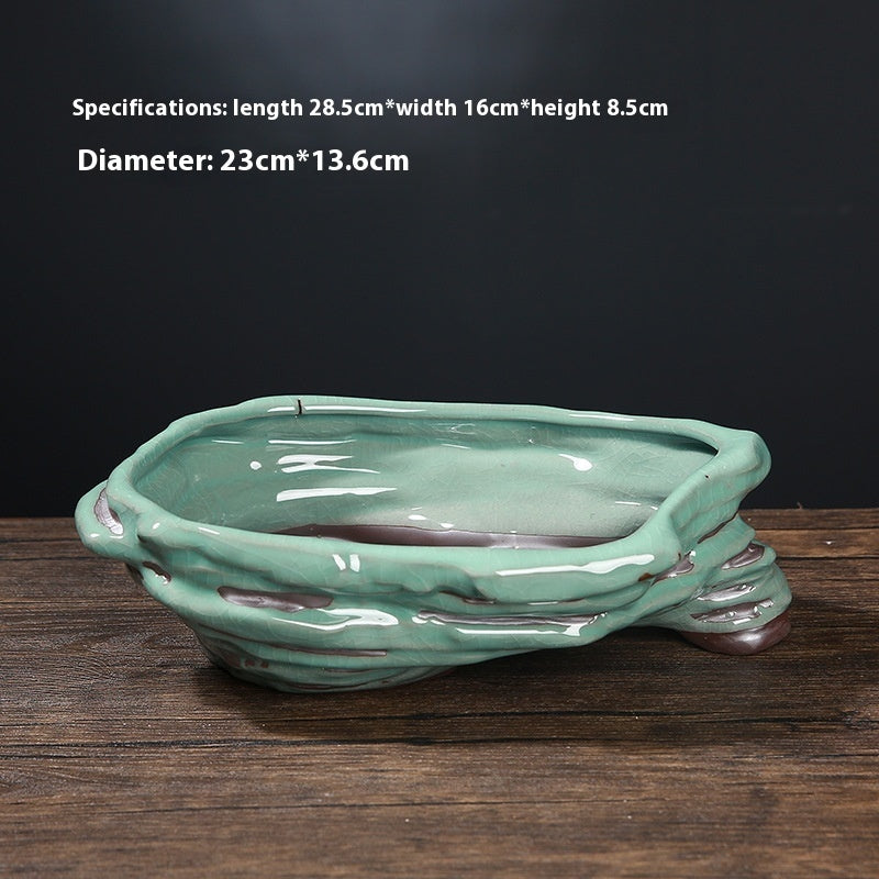 Ge Kiln Purple Sand Succulent Creative Green Plants Potted Ceramic Bonsai Flower Pot