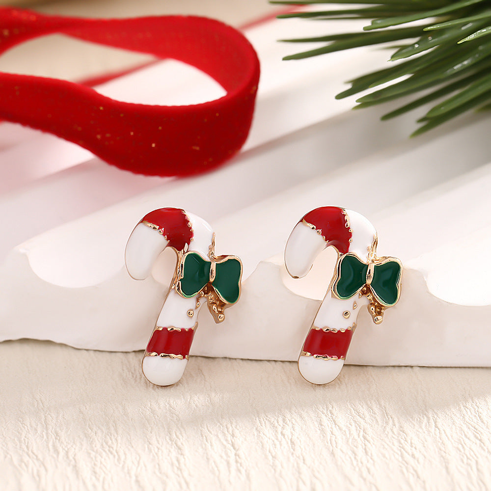 Christmas Fashion Elk Christmas Tree Snowflake Diamond Personalized Three-dimensional Cartoon Earrings