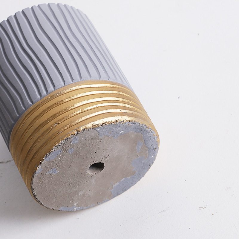 Nordic style senior grey striped succulent potted plant