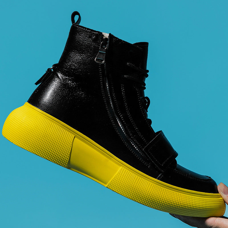 Side zipper personalized men's shoes