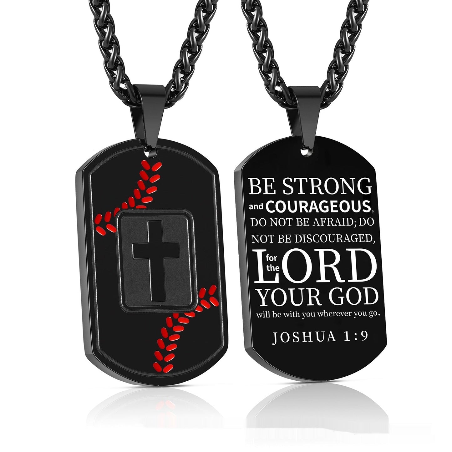 Baseball Pendant Cross Scripture European And American Sports Style Stainless Steel Army-style Necklace
