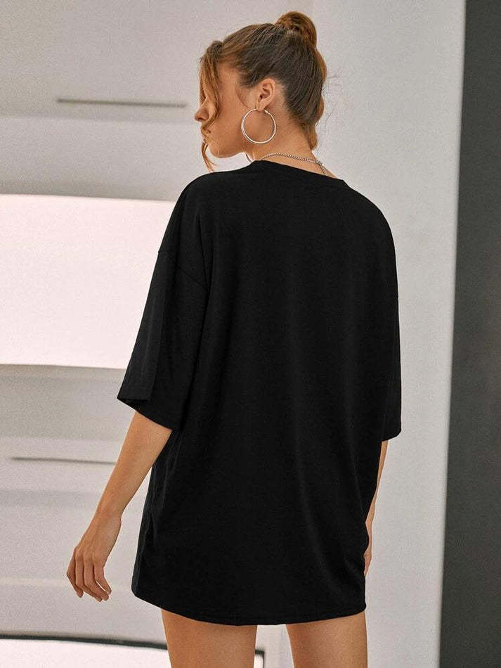 Ladies Oversized Whishper Words Of Wisdom Short Sleeves T Shirt Top