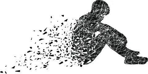 Abstract Face Black And White Line Art Drawing Poster