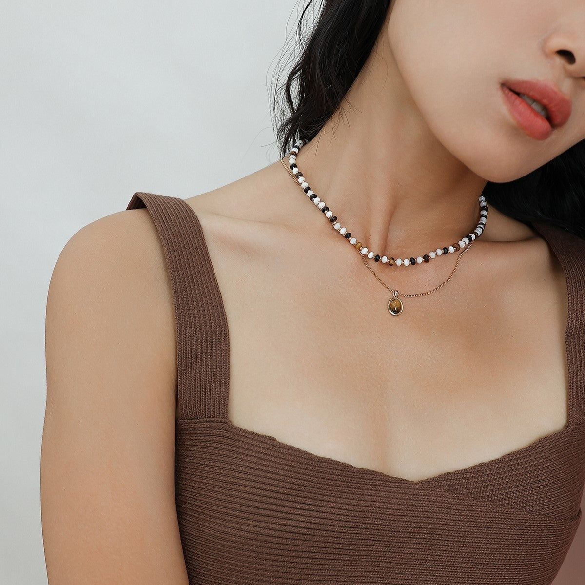 Black Agate Clavicle Chain Female Titanium Steel Ornament