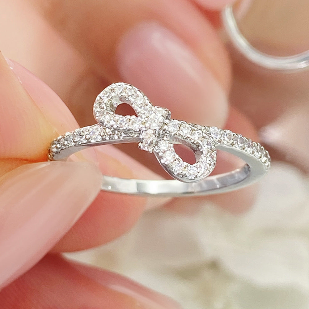 Bow Ring Copper Plating K Gold Micro-inlaid