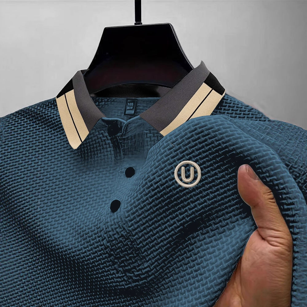 High-end Mesh Ice Silk Short Sleeve Solid Color U Printing