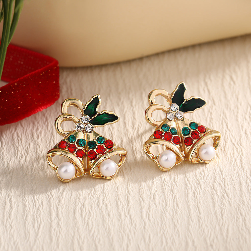 Christmas Fashion Elk Christmas Tree Snowflake Diamond Personalized Three-dimensional Cartoon Earrings
