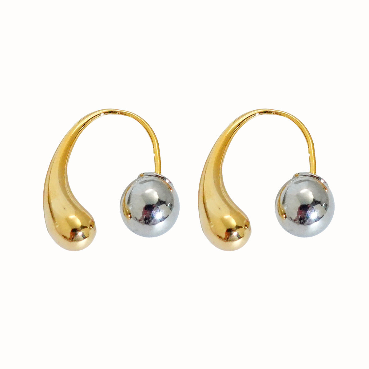 Unique Punk Style Contrast Color Metal Beads Gilded Ear Studs