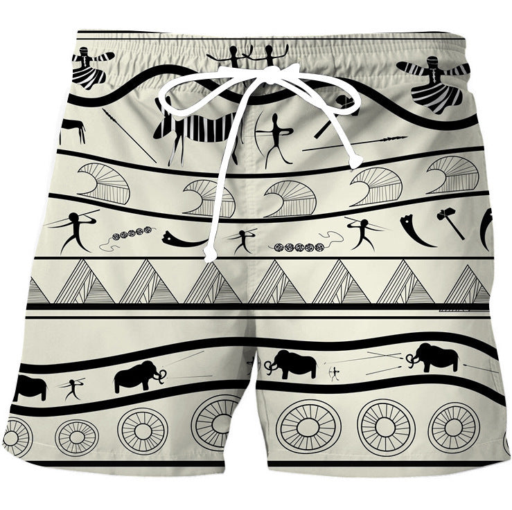 Men's Casual Shorts Retro Geometric Striped Pattern