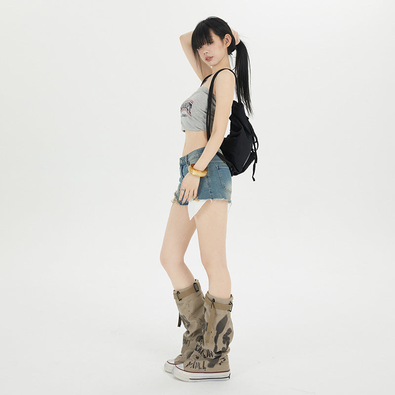 Fashion Personalized Washed Denim Shorts For Women