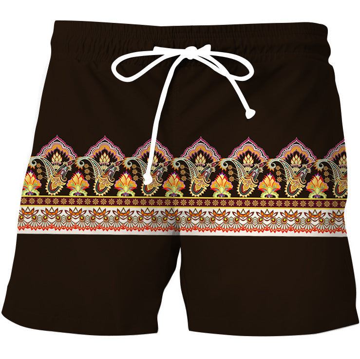 Men's Casual Shorts Retro Geometric Striped Pattern