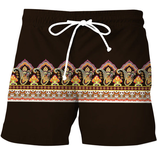 Men's Casual Shorts Retro Geometric Striped Pattern