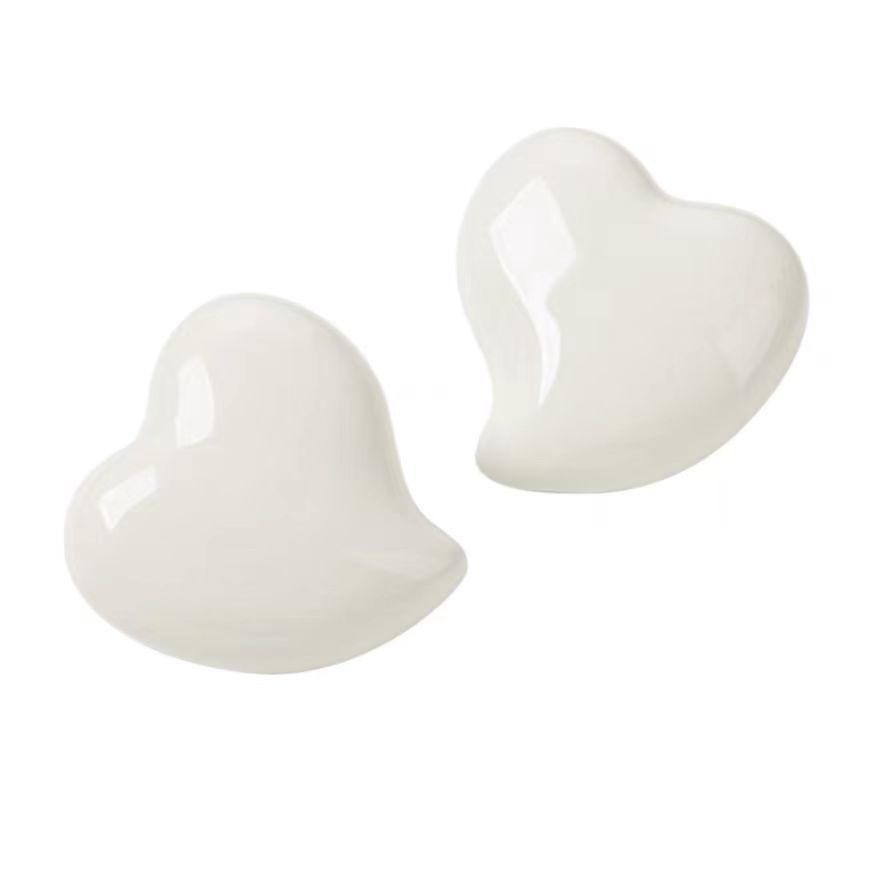 Vintage Cream Love Enamel Glaze Stud Earrings