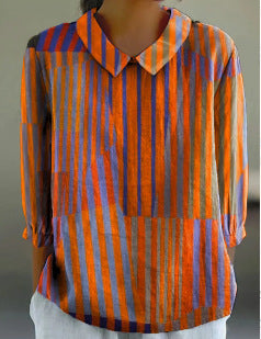 Women's Flower Digital Printed 34 Sleeves Shirt Top T-shirt Batch