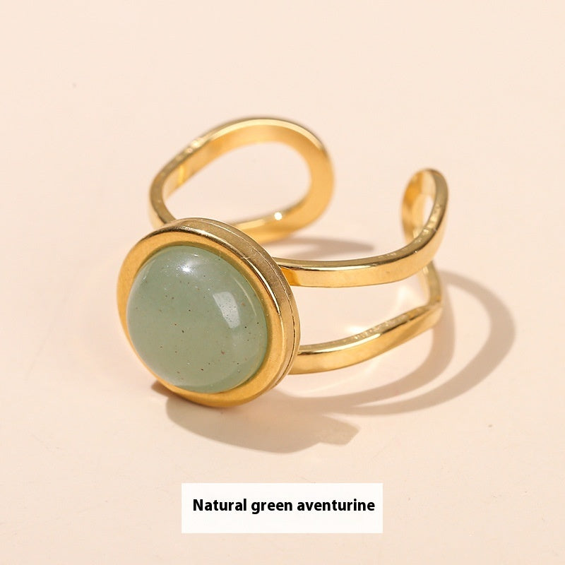 Fashion Unique Crystal Agate Round Ring