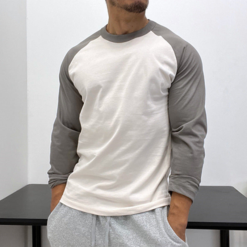 Round Neck Loose Breathable Plus Size Bottoming Shirt Men's Casual Raglan Sleeve Top