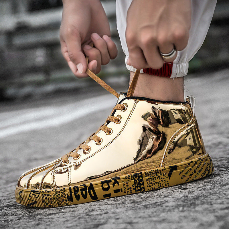 Shoe high-top patent leather fashion casual shoes