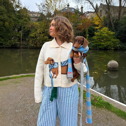 Women's Cute Short Lapels Puppy Sweater