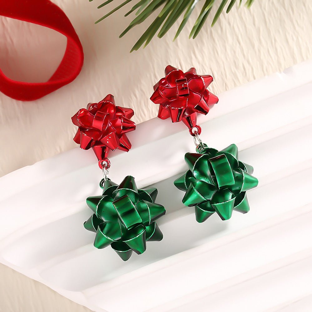 Christmas Fashion Elk Christmas Tree Snowflake Diamond Personalized Three-dimensional Cartoon Earrings