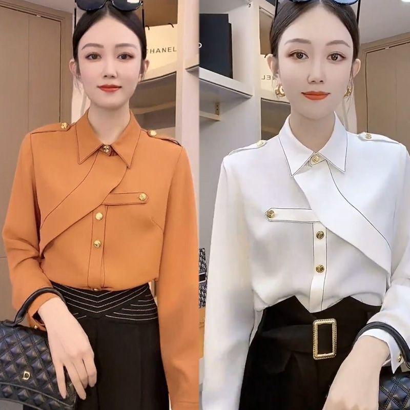 Clothes For Women Spring And Autumn This Year's Popular Shirt Outer Wear Irregular Design Special Interest Light Luxury Temperament